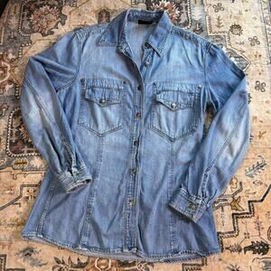 Vintage Versace Jeans Denim Shirt Button Down Casual 70s 90s Shacket Small